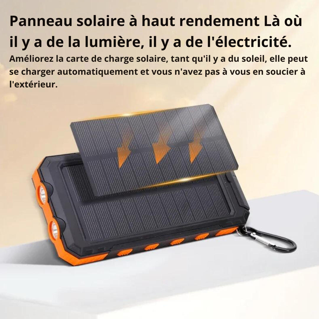 SolarPower Pro ® - Chargeur solaire portable 50 000 mAh, compatible avec iOS et Android, charge rapide, USB-A et USB-C