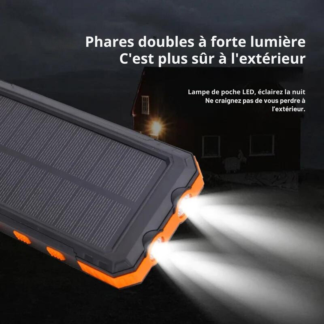 SolarPower Pro ® - Chargeur solaire portable 50 000 mAh, compatible avec iOS et Android, charge rapide, USB-A et USB-C