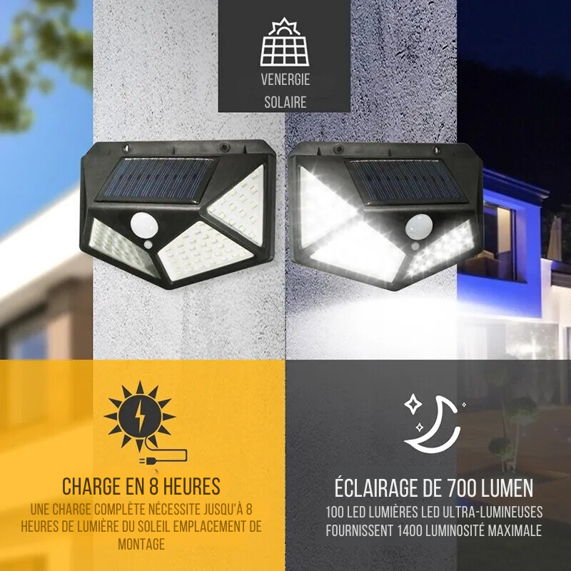 Projecteur Solaire LED à Détection de Présence